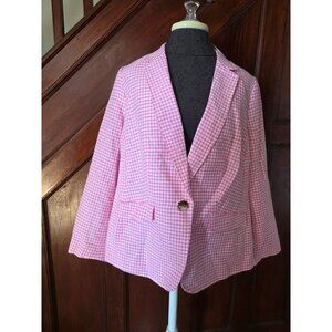 Talbots Plus Petite Pink Linen Gingham Blazer 14wp With Tags